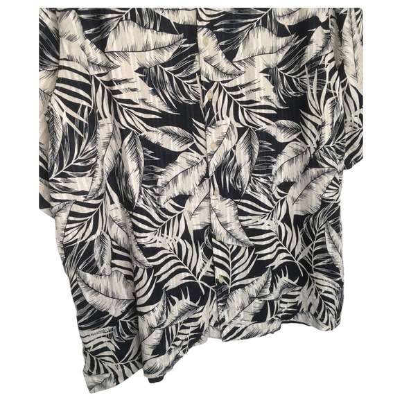 Cubavera Shirt Mens 2X Linen Palm Leaves Short Sleeve Button Up Hawaiian Black - Picture 8 of 12